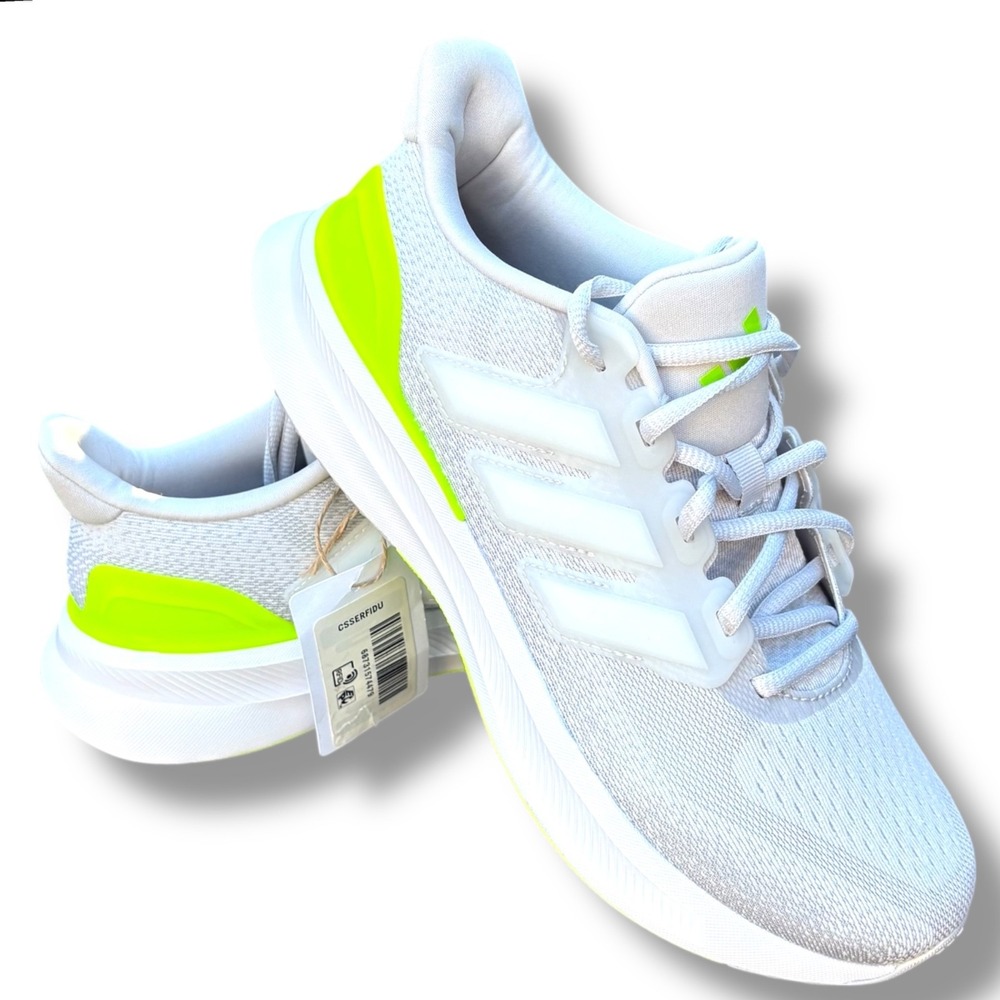 Adidas UltraRun 5J Size 7‎ Grey/White/Lucid Lemon Running Athletic Sneaker - Picture 3 of 10